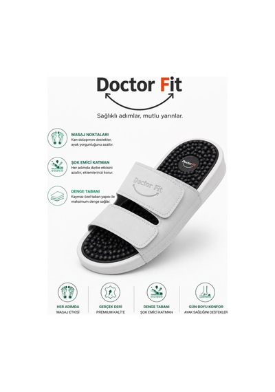 Doctor Fit Refleksoloji Rahatlatıcı,akapunktur Masaj Terliği Beyaz Erkek Terliği 45 Numara