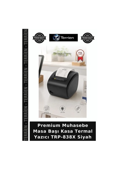 Premium Muhasebe Masa Başı Kasa Termal Yazıcı Trp-838x Siyah