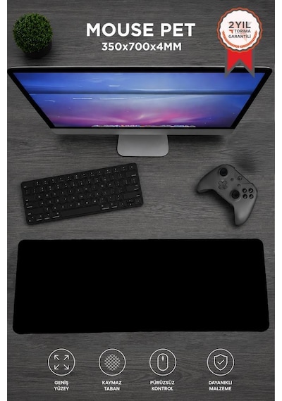 Gaming Oyuncu Klavye Fare Altlığı Kaymaz Taban Mouse Pad Bk 350 700mm Siyah