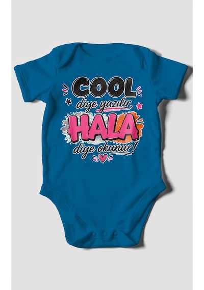 Morivokids Cool Diye Yazılır Hala Diye Okunur Kısa Kollu Bebek Body %100 Pamuk Koyu Mavi