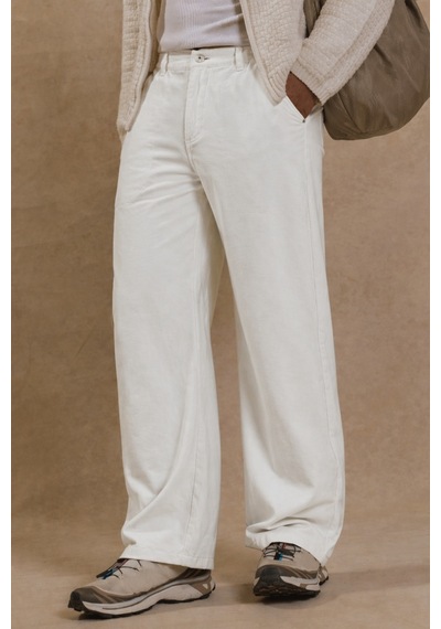 Tarz Cool Erkek Baggy Pantolon Geniş Paça Rahat Kesim Günlük Stil Ekru