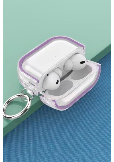 Movenchy Apple   Uyumlu  Airpods Pro 2 2.nesil Shiny Şeffaf Kılıf - Mor