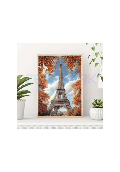 5d Elmas Boyama Kiti Eiffel Kulesi 30x40 Cm Sonbahar Manzarası & Altın Yapraklar,hobi