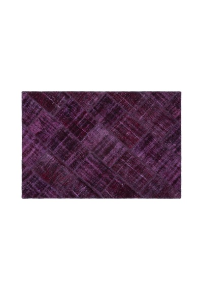 El Dokuması Patchwork Vintage Yün-pamuk Mor Halı 22347 120 X 180 Cm