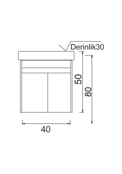 Denko Natalia 40 Cm Mdf Kül Gri Banyo Dolabı Alt Modül Ve Seramik Lavabo Gri