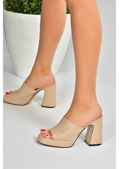 Fox Shoes Ten Kalın Topuklu Kadın Terlik M404100409