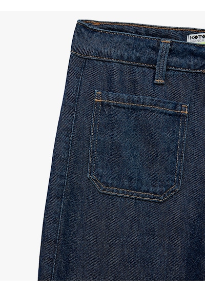 Koton Normal Paça Düğmeli Yüksek Bel Pamuklu Geniş Paça Crop Jean Pantolon - Wide Leg Jeans Koyu İndigo 6wal40086md Dark Indigo Koton Normal Paça Düğmeli Yüksek Bel Pamuklu Geniş Paça Crop Jean Pantolon - Wide Leg Jeans Koyu İndigo 6wal40086md Dark Indigo
