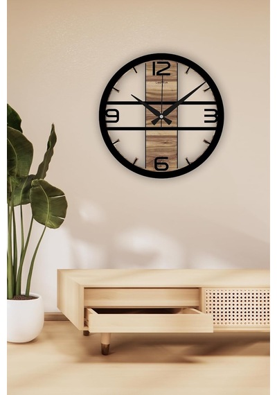 Büyük Sessiz Duvar Saati, Ahşap Modern Duvar Saati, Yeni Ev Hediyesi, Yeni Ofis Hediyesi, 60cm 60 Cm
