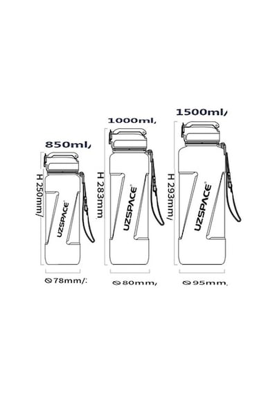 Uzspace Fiftyfifty Pipetli Mega Boy 1500Ml Tritan Su Matarası