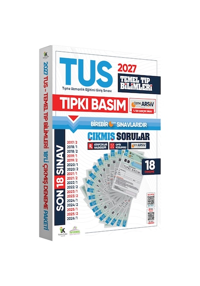 Karakutu Yayınları 2027 TUS Temel Tıp Bilimleri ÖSYM Çıkmış Soru Tıpkı Basım Son 10 Yıl 18li Deneme Kitapçığı