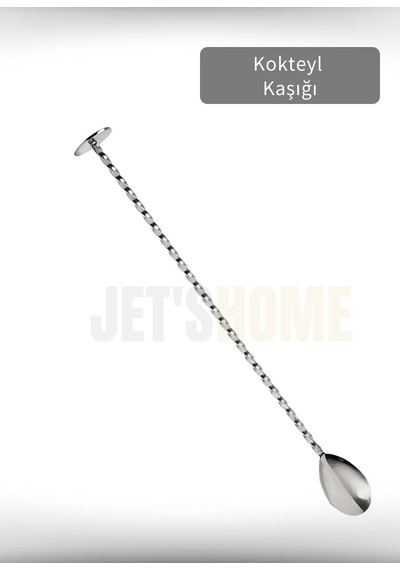 Kokteyl Kaşığı Paslanmaz Barista Kaşığı Pratik Barmen Kaşığı Çelik 30 Cm Metalik