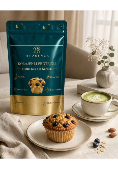 Kolajenli Ve Proteinli Kakaolu Muffin Kek Yulaf Unlu, Hurma Tozlu, Ham Kakaolu Pratik Toz Karışımı 100 G