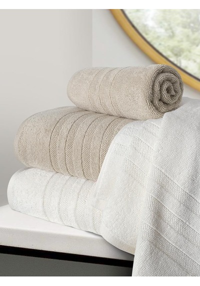 Lavinda 4 Lü Banyo Havlu Seti 70x140 Bej - Krem