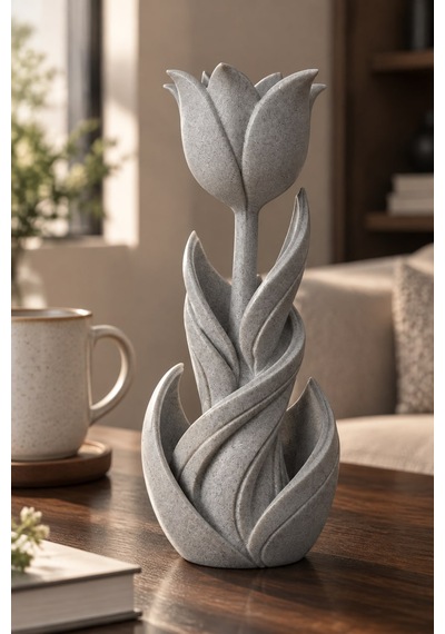 Spiral Lale Çiçeği Figürlü Dekoratif Biblo 08423167