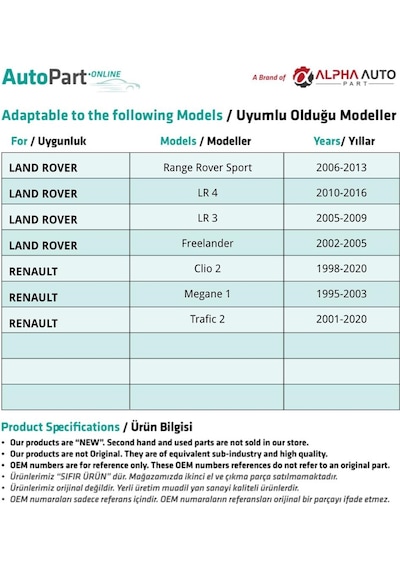 Land Rover Range Rover, Freelander, Lr4, Lr3 İçin Döşeme Klipsi- 50'li