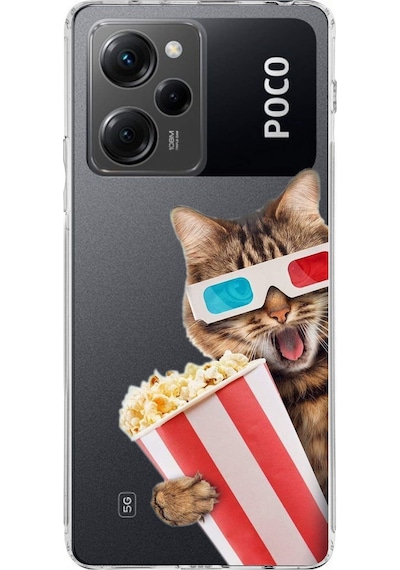 Xiaomi Poco X5 Pro İle Uyumlu 1mm Slim Fit Kedi 1 050b Baskılı Şeffaf Kılıf Şeffaf