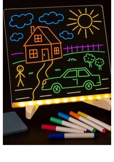 Jenerik Neon Işıklı 7 Renk Işık Boyama Kalemli Led Resim Panosu Boyama Tahtası Kalemleri 20 X 20 Çok Renkli