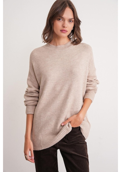 Hiccup Mixray Oversize Triko Kazak Bej