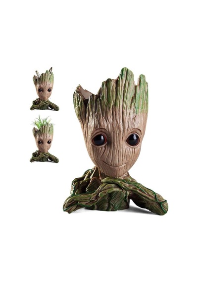 Baby Groot Figür Elleri Çenesinde Saksı Kalemlik Pla 15 Cm Büyük