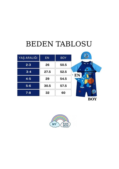 My Kids Wear Erkek Çocuk Deniz Kombini 3 Lü Set Mayo, Havlu Ve Bone 12575 Mavi