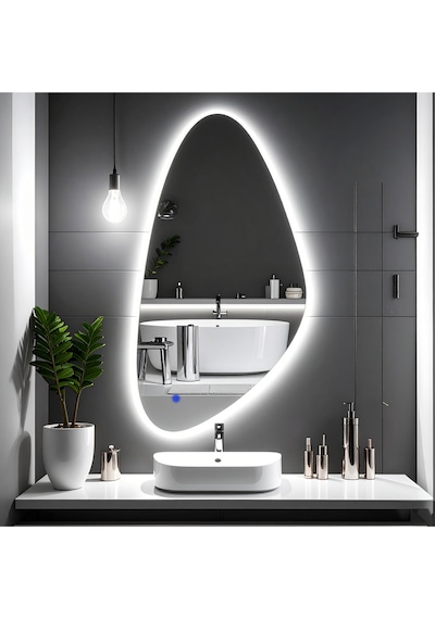 Alvora Beyaz Led'li Lazer Kumlamalı Lavabo & Banyo Aynası Dokunmatik Sensörlü 120 X 60 Cm