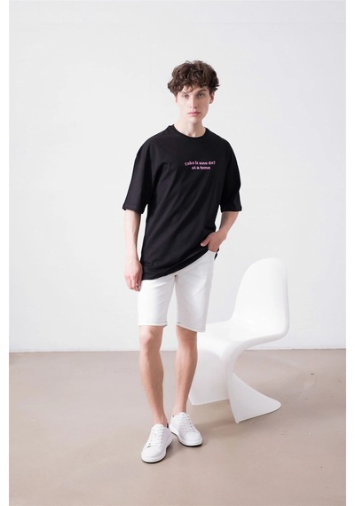 Startmore Unisex Happy Life Siyah Tshirt Siyah