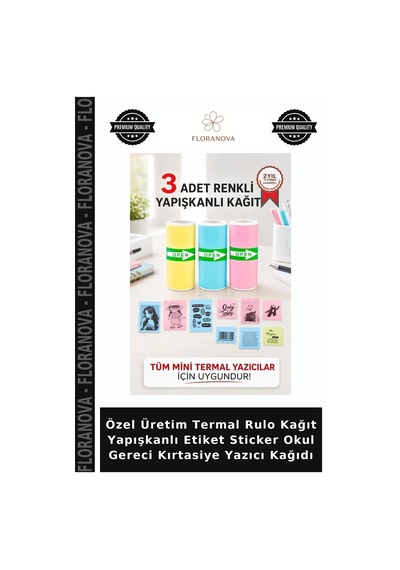 Özel Üretim Termal Rulo Kağıt Yapışkanlı Etiket Sticker Okul Gereci Kırtasiye Yazıcı Kağıdı Diğer