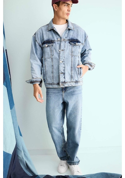 Defacto Oversize Geniş Kalıp Düğmeli Denim Ceket F4737ax25aunm39 Mavi