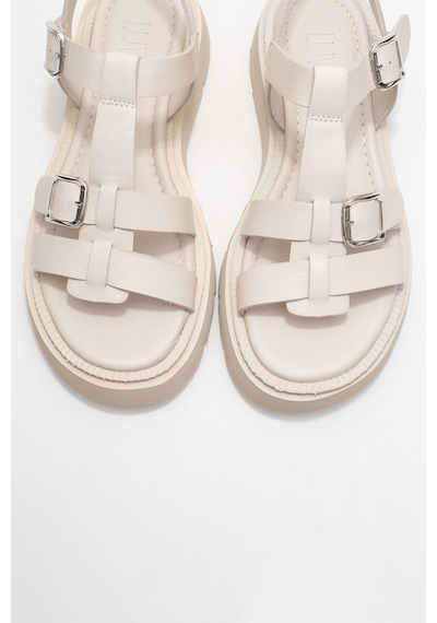 Luvishoes Melvın Ekru Hakiki Deri Kadın Sandalet Ekru