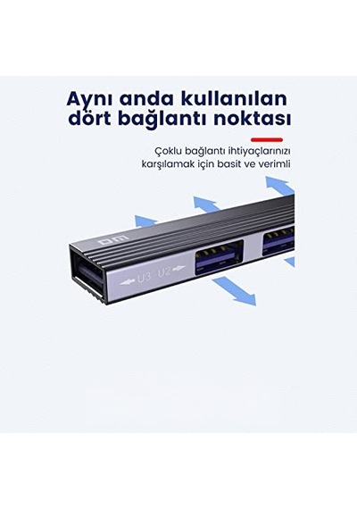 Ayrex Chb057 Usb Type-c To 4 Portlu 3 Usb 2.0 1 Usb 3.0 Hub Çoklayıcı 15 Cm
