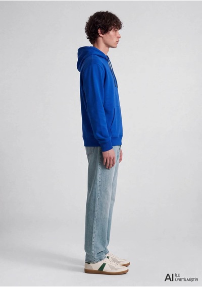 Mavi Logo Nakışlı Kapüşonlu Mavi Erkek Sweatshirt M065809-70896