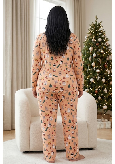 Siyah İnci Pamuklu Likralı Büyük Beden Battal Boy Örme Pijama Takım26240920 Çok Renkli Siyah İnci Pamuklu Likralı Büyük Beden Battal Boy Örme Pijama Takım26240920 Çok Renkli