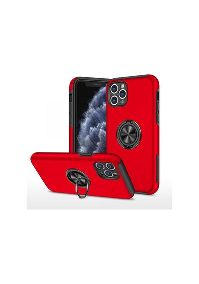 Apple iPhone Uyumlu  11 Pro Max Uyumlu Kılıf Elit Yüzüklü Kapak - Kırmızı