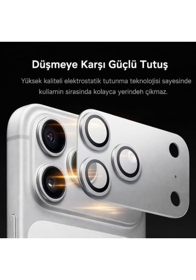İphone 17 Pro/pro Max İçin, Kamera Lens Koruyucu, Mavi, Beyaz,turuncu, Temperli Cam, Çizilmeye Dayanıklı, 360 Koruma 17 Pro/beyaz 50 x 22