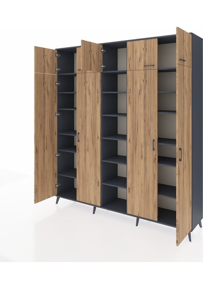 Hyperion Dolap 18 Raflı 9 Kapaklı 220x44x243 Antrasit-çam/antrasit Atlas Çam/antrasıt Hyperion Dolap 18 Raflı 9 Kapaklı 220x44x243 Antrasit-çam/antrasit Atlas Çam/antrasıt