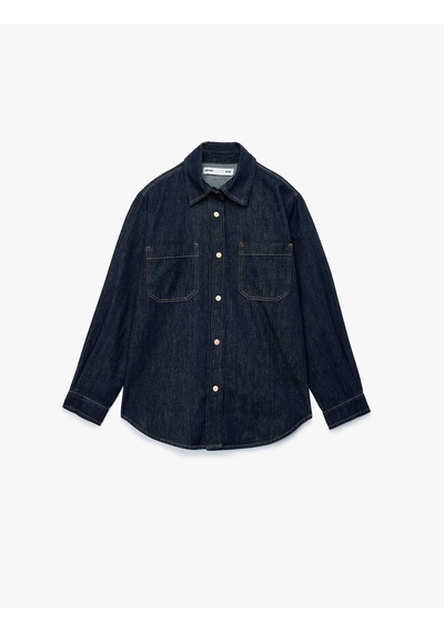 Koton Cep Detaylı Uzun Kollu Klasik Yaka Denim Gömlek Koyu İndigo 6wal60004md Dark Indigo Koton Cep Detaylı Uzun Kollu Klasik Yaka Denim Gömlek Koyu İndigo 6wal60004md Dark Indigo