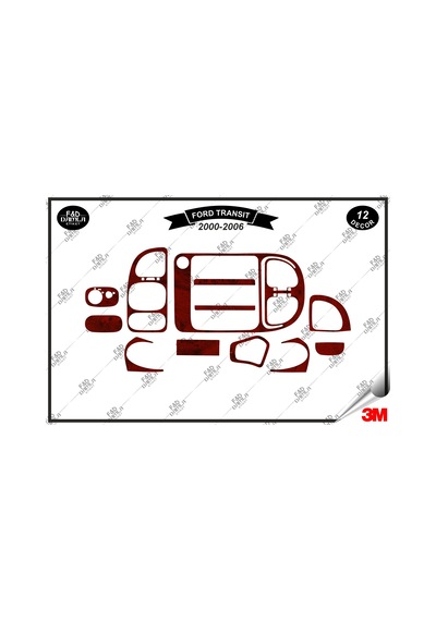 Ford Transit 2000-2006 Torpido Konsol Trim Göğüs Maun Kaplama Set 12 Parça Maun