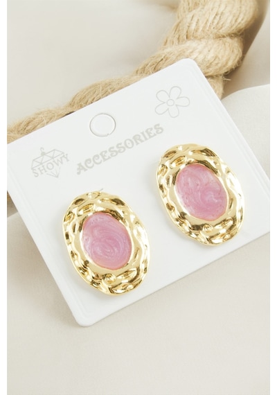 Oval - 124 - Mineli - Nazblsmm - Küpe Pembe