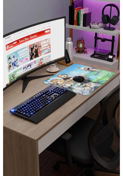 Aether Lumine Genshin Impact Anime Gacha V5 - 48x40 Xl Gaming Mouse Pad Fare Altlığı