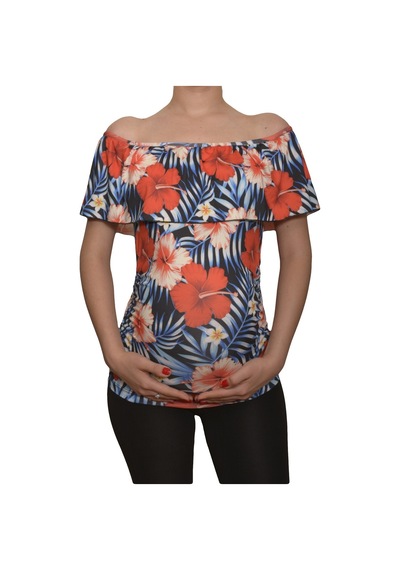 Luvmabelly Maternity 2512 Kayık Yaka Hamile Bluzu Çok Renkli