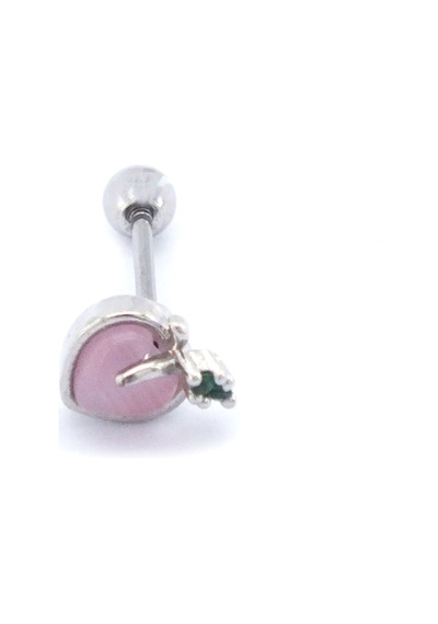 Ferizz 316l Çelik Zirkon Taşlı Pembe Elma Şeklinde Piercing Pembe
