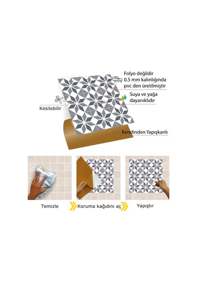 Tink Kendinden Yapışkanlı Geometrik 037 Desenli Pvc Karo 30x30 Cm