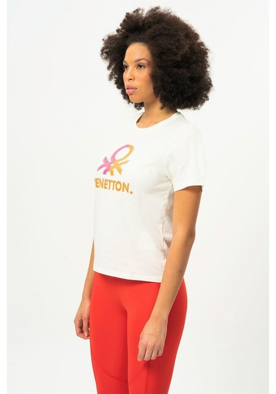Benetton Bnt-w20393-23y Kadın T-shirt Bnt-w20393-r0152 Bej