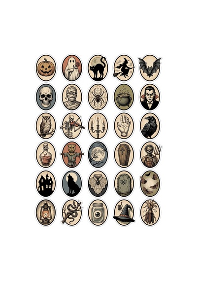 Cadılar Bayramı Gotik Sticker Seti 150 Adet - 5'li Mega Paket No21 - Laptop Defter Ajanda Çok Renkli