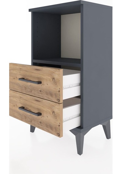 Arges Komodin 2 Çekmeceli 44x30x80 Antrasit-çam Antrasit