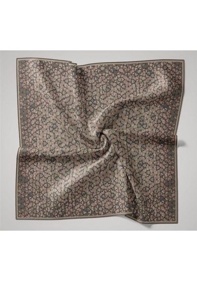 Silk Home İnce Pamuk Soft Eşarp Vizon-pembe Geometrik Desenli Tok Duruşlu 90x90 Çok Renkli