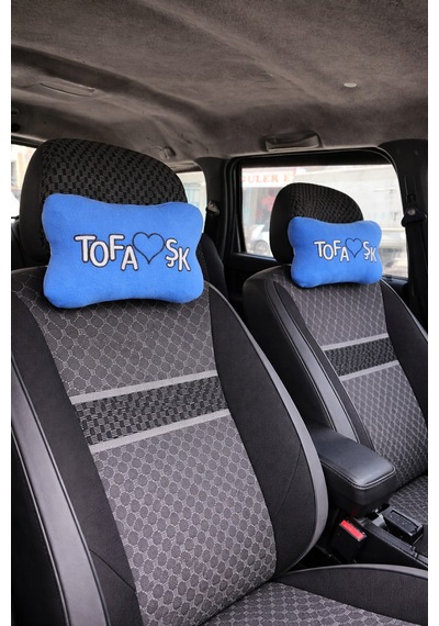 Tofaş Uyumlu 5 Parça Nakışlı Oto Halı Paspas & Araç Seyahat Boyun Yastığı & Oto Aksesuar
