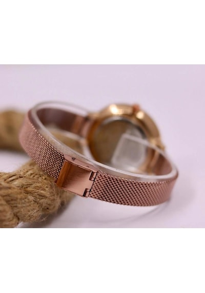 Rose Gold Hasır Kordonlu Şık Kadın Kol Saati Mls-1065
