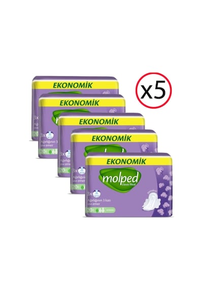 Molped Eko Kanatlı Normal Hijyenik Ped 20 Li 5 Adet