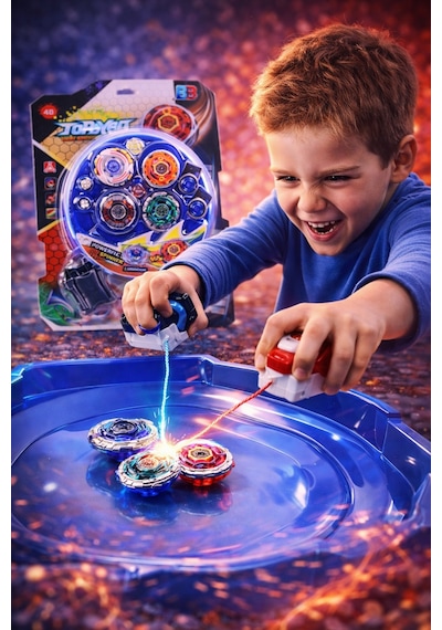 Metal Fusion Tornado Clash 5d Arenalı 4 Lü Beyblade Oyuncak Seti Çift Fırlatıcılı Set